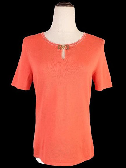 Excellent Salvatore Ferragamo Orange Cotton Blouse Size M