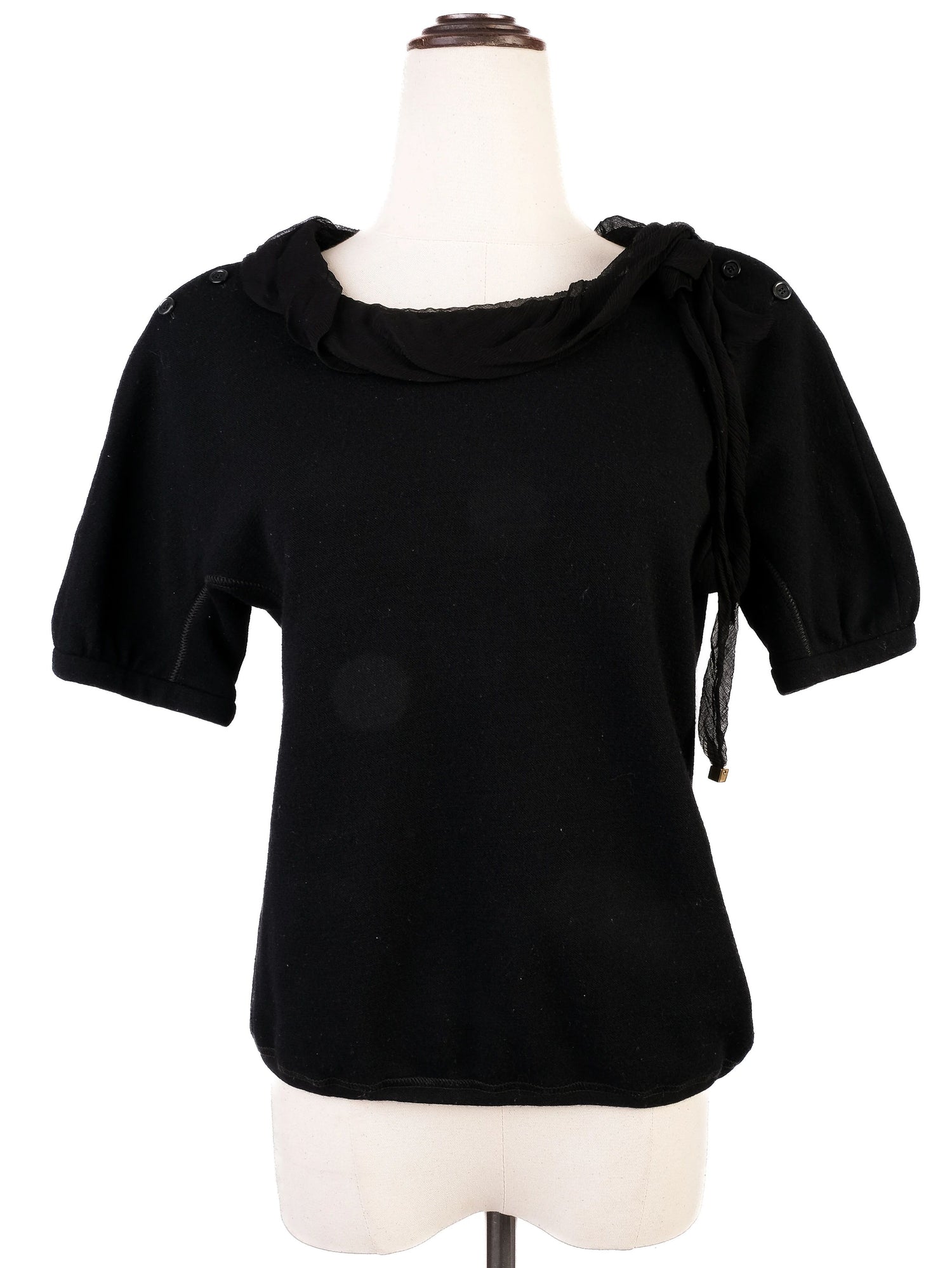 Excellent Louis Vuitton Black Cotton Short-Sleeved Top Size XS