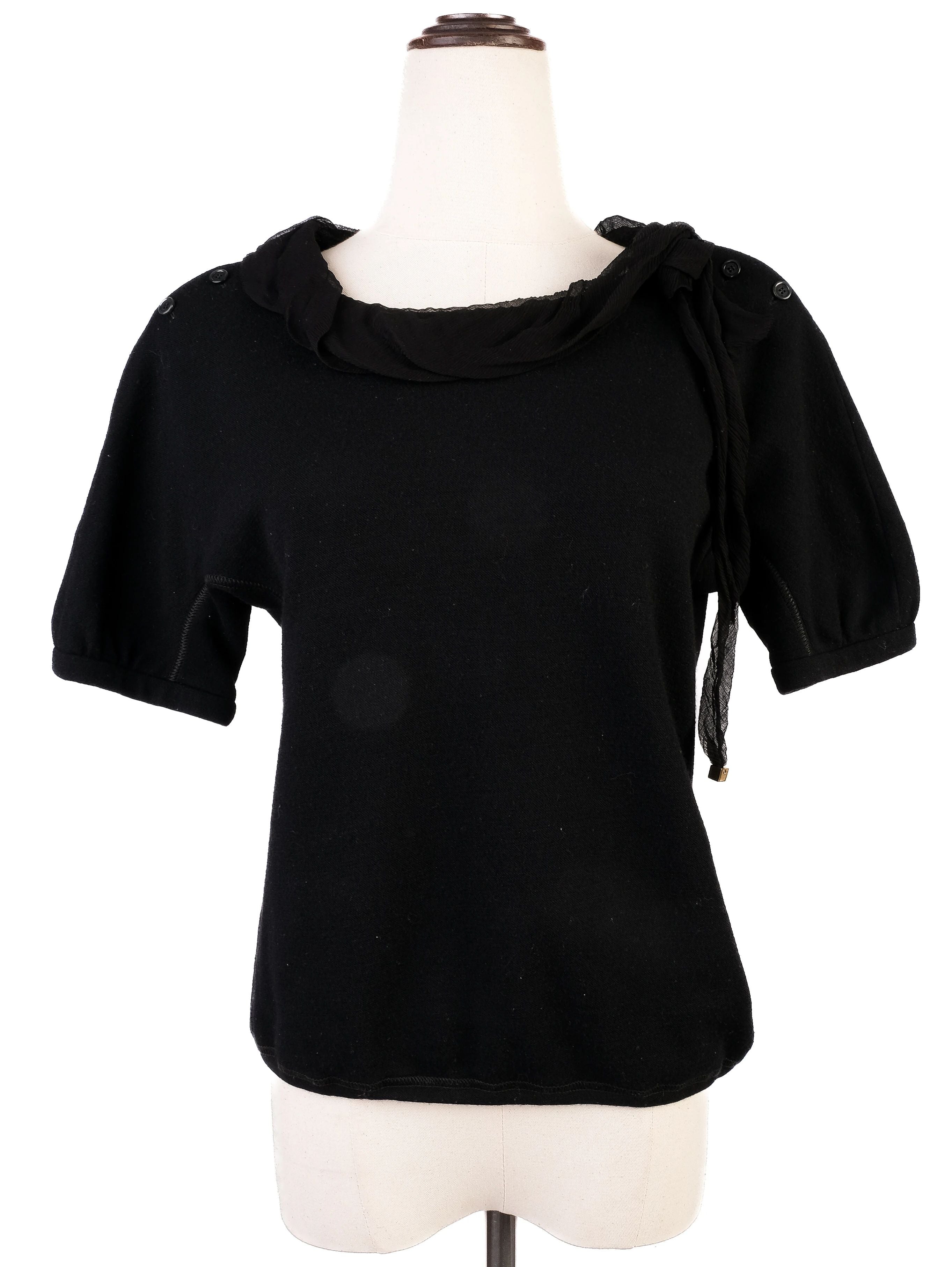 Excellent Louis Vuitton Black Cotton Short-Sleeved Top Size XS