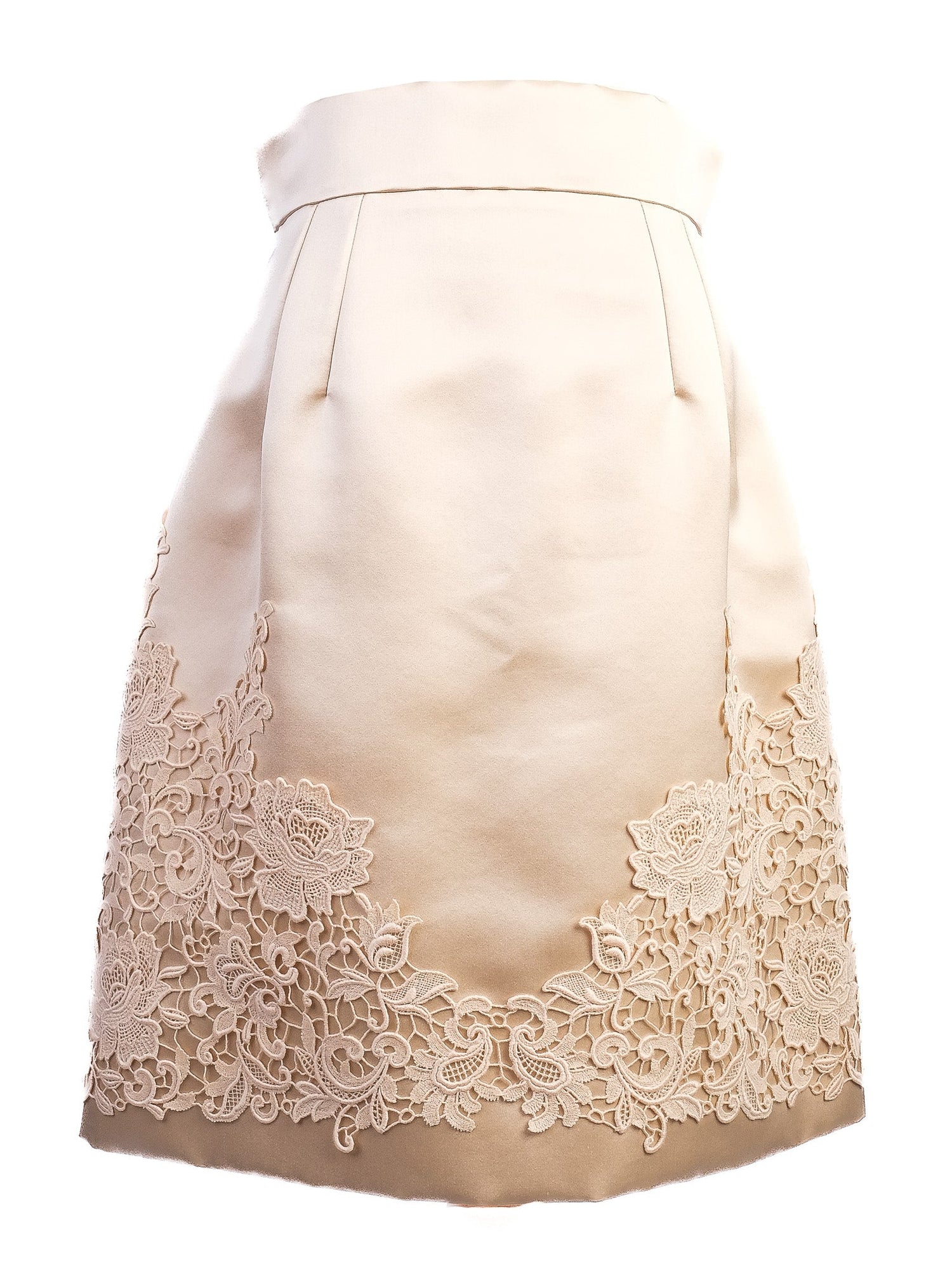 Excellent Dolce Gabbana White Silk Lace Top Skirt Set Women S