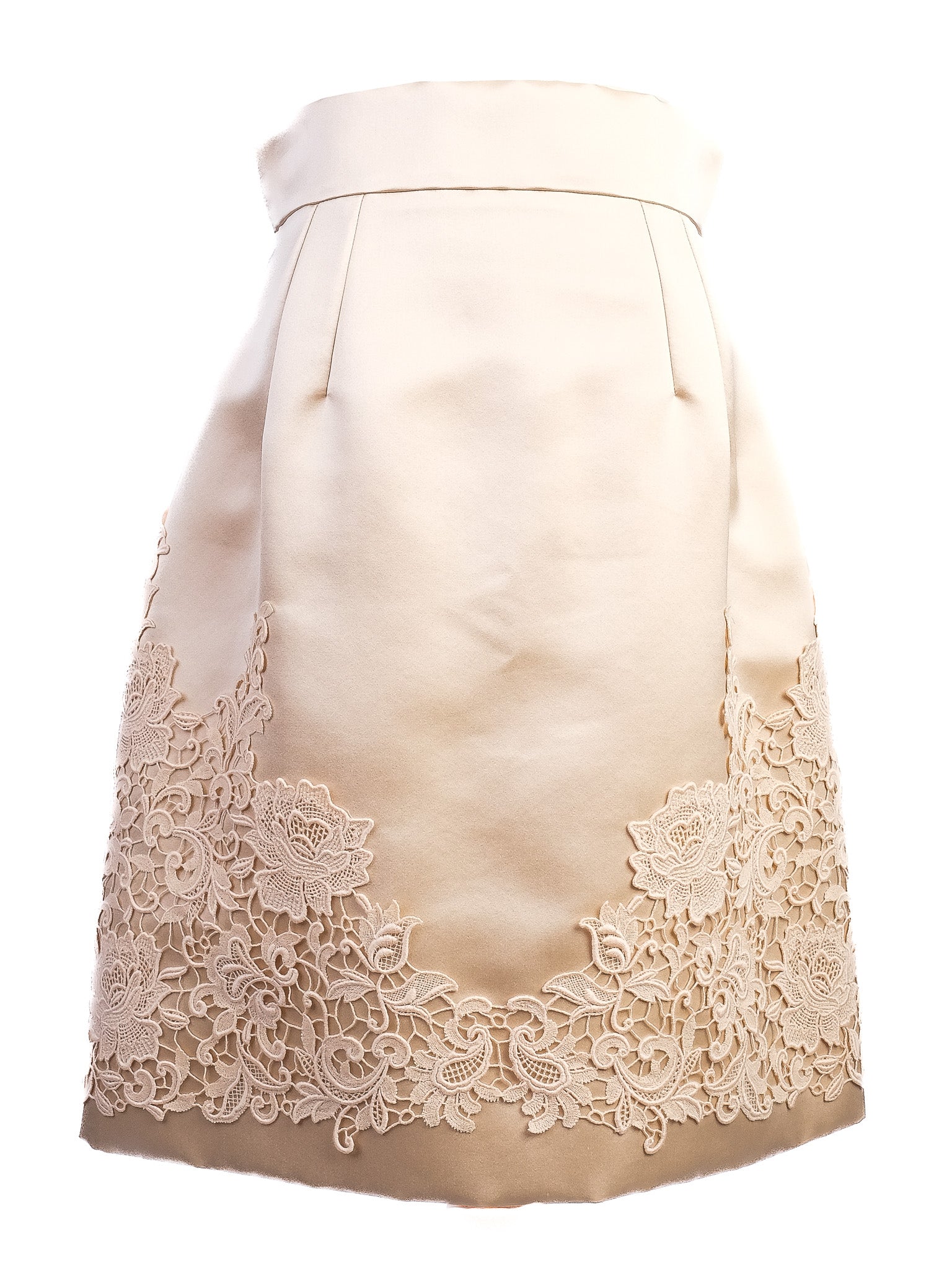 Excellent Dolce Gabbana White Silk Lace Top Skirt Set Women S
