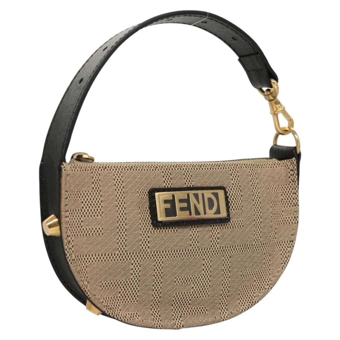 Fendi Zucca Canvas Accessory Pouch Beige Gold Auth