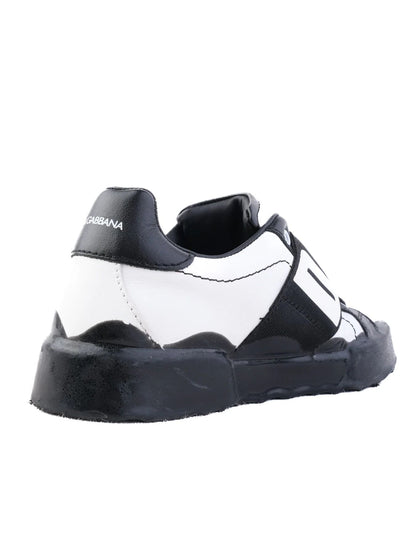 Excellent Dolce &amp; Gabbana Black &amp; White Leather Sneakers Size 29 for Kids
