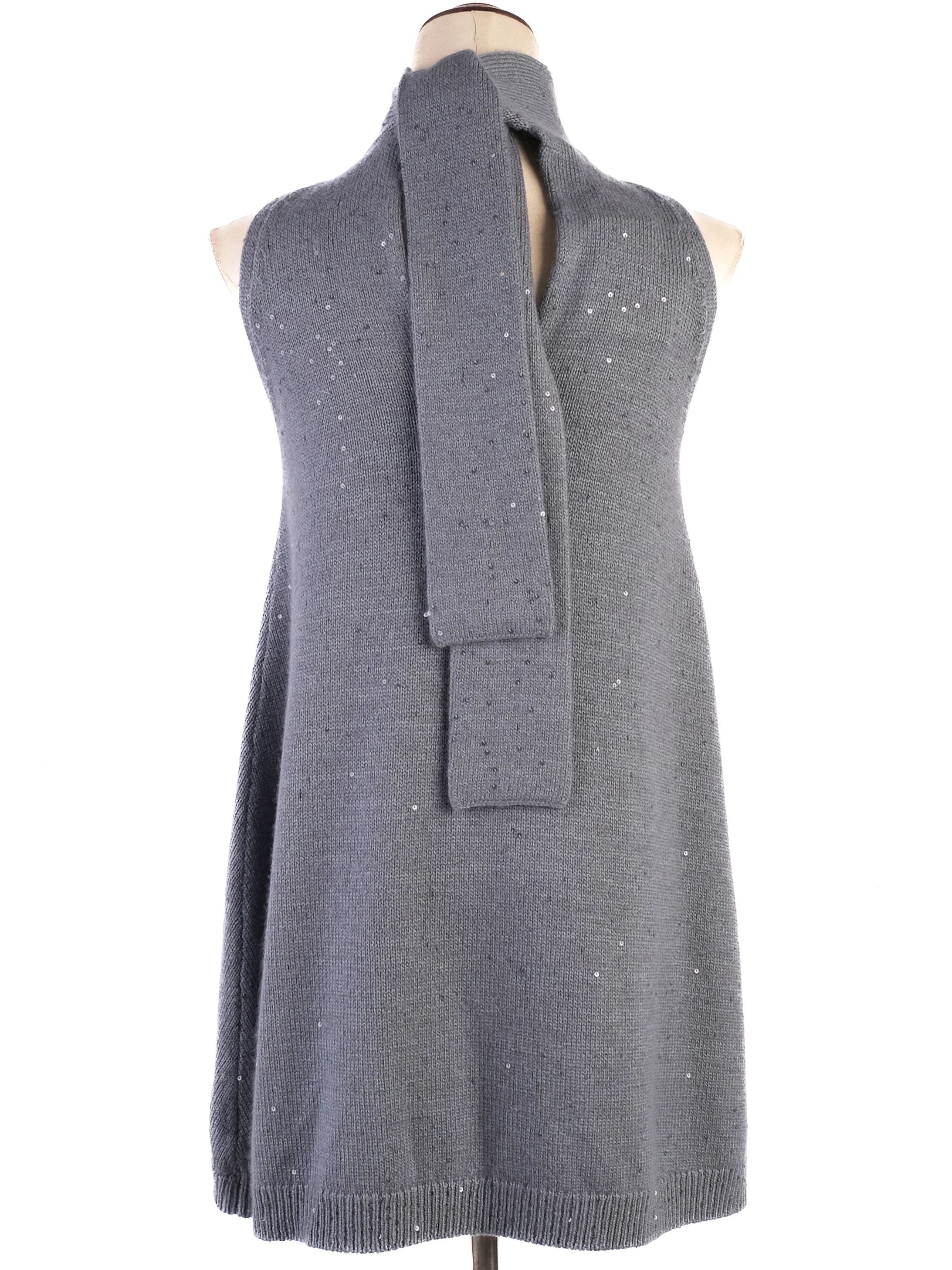 NEW Brunello Cucinelli Blue Silk Sleeveless Turtleneck Sweater S