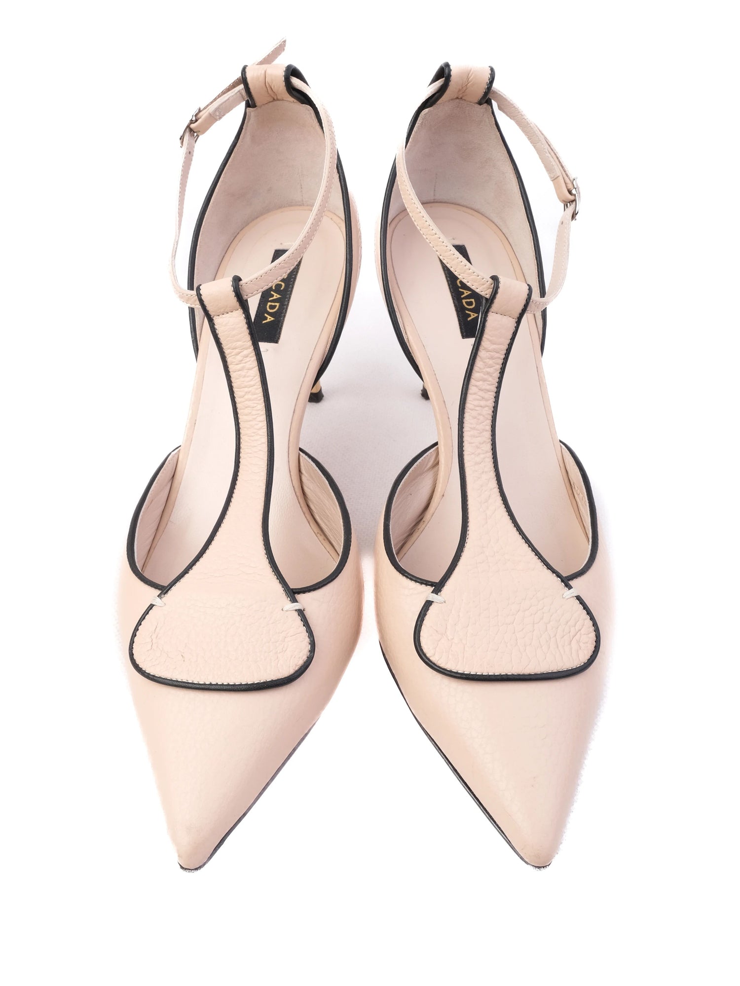 Escada White Leather High-Heeled Shoes with Ankle Strap