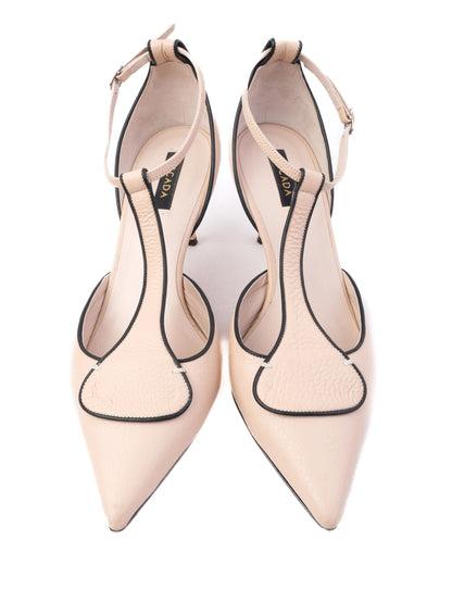 Escada White Leather High-Heeled Shoes with Ankle Strap