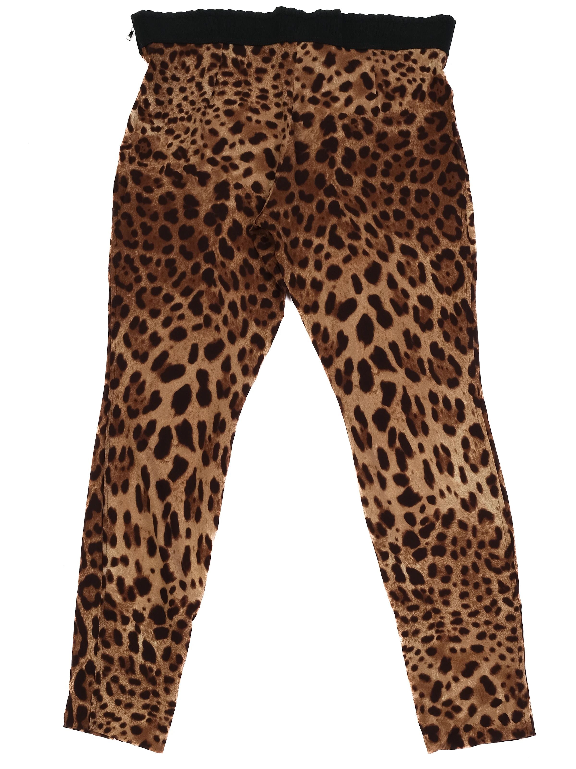 Excellent Dolce Gabbana Leopard-Print Silk Leggings Size M