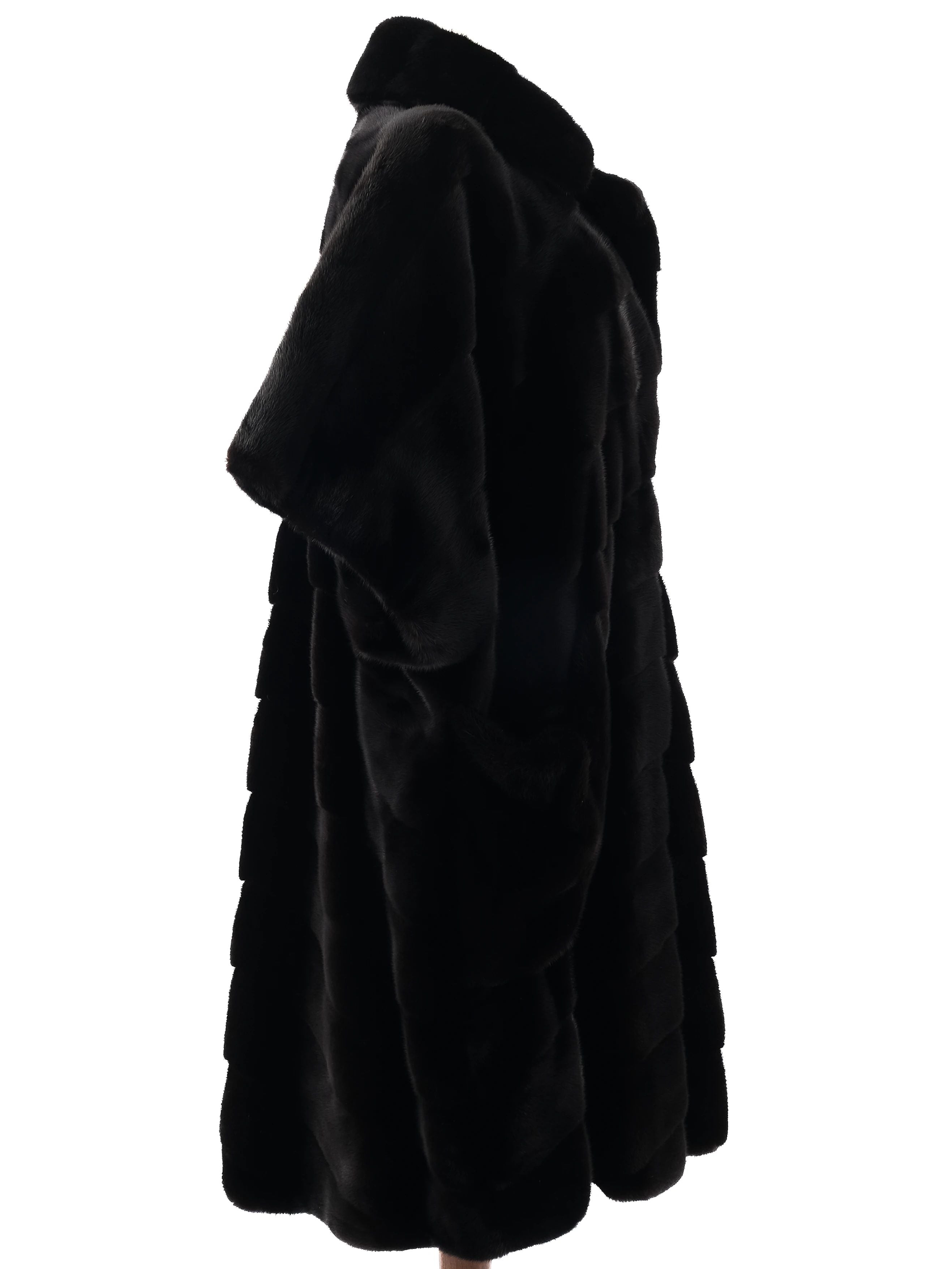 Helen Yarmak Black Faux Fur Cape Coat Size L - Perfect Condition