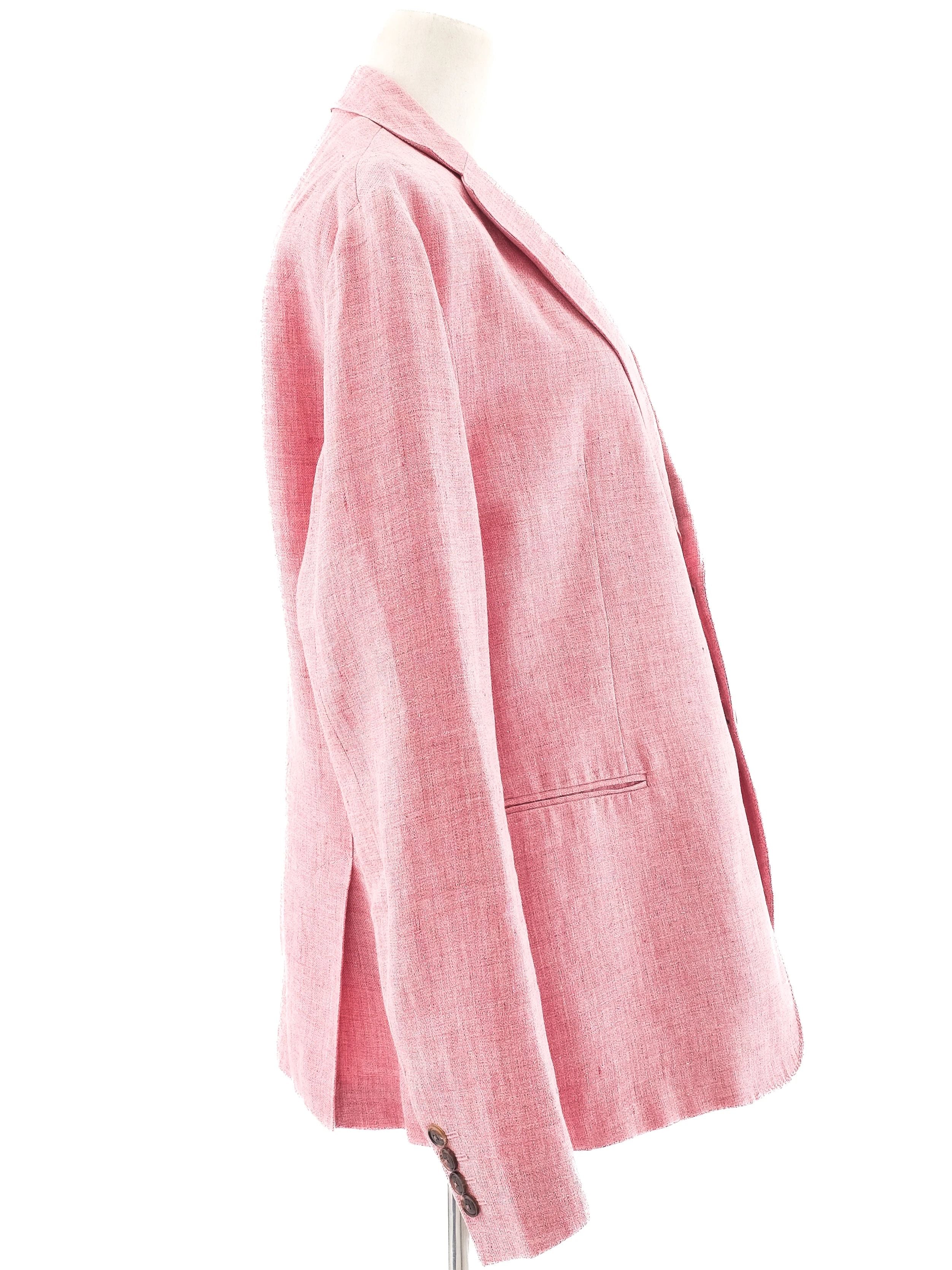 Excellent Emporio Armani Pink Blazer Size L Textured Fabric