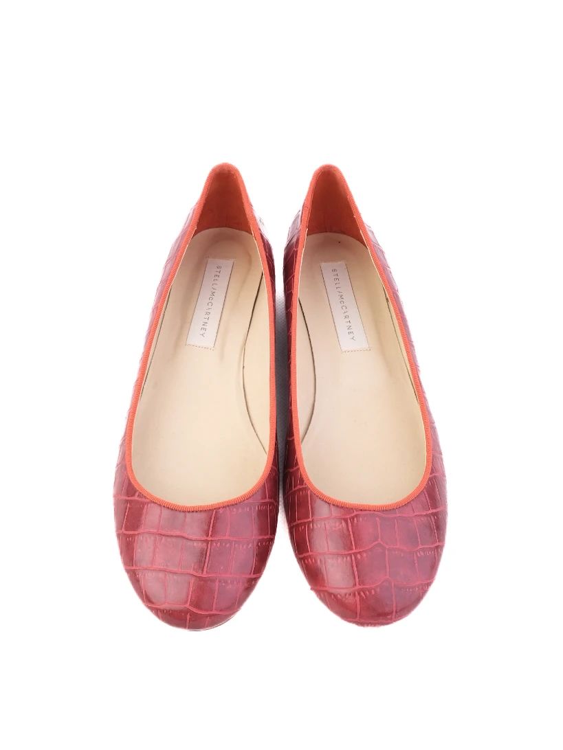 Excellent Stella McCartney Red Leather Flat Shoes Size 40