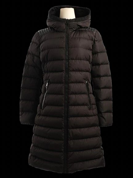 Perfect Moncler Blue Hooded Puffer Coat Nylon Women