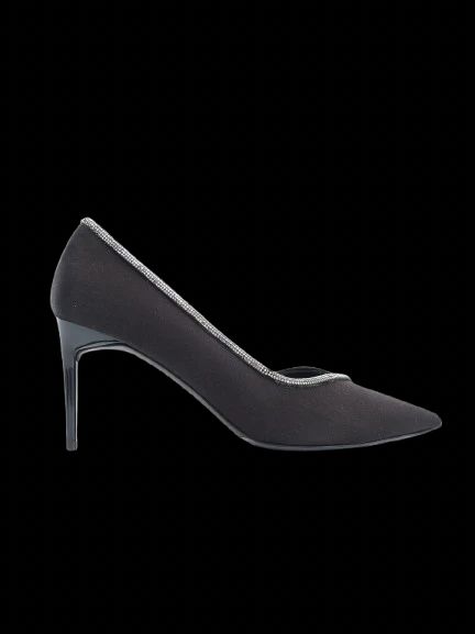 Excellent Max Mara Black High-Heeled Shoes Size 38 Rhinestones