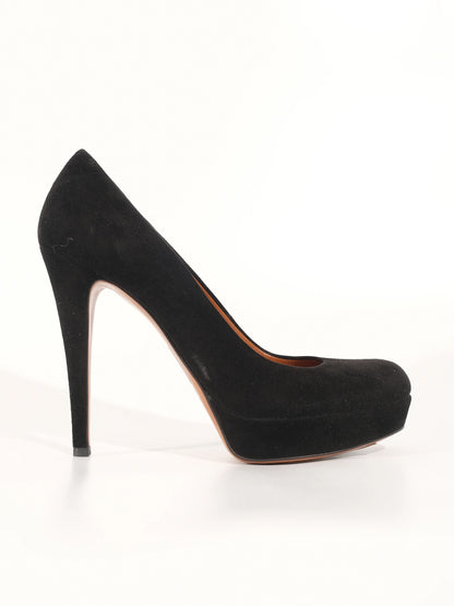 Excellent Gucci Black Genuine Suede High-Heeled Shoe Size 38.5