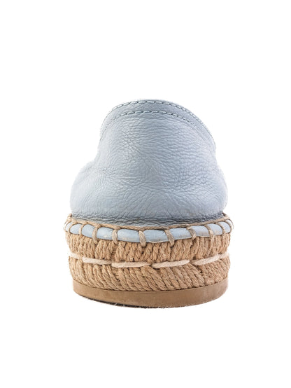 Excellent Prada Blue Leather Espadrille Shoes Size 37 Casual Style
