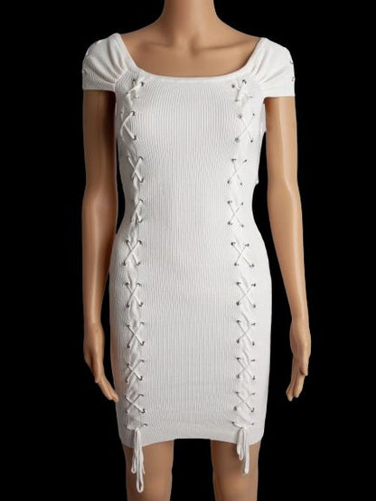 Good Guess Bodycon Dress White Viscose Size XS Short Sleeve