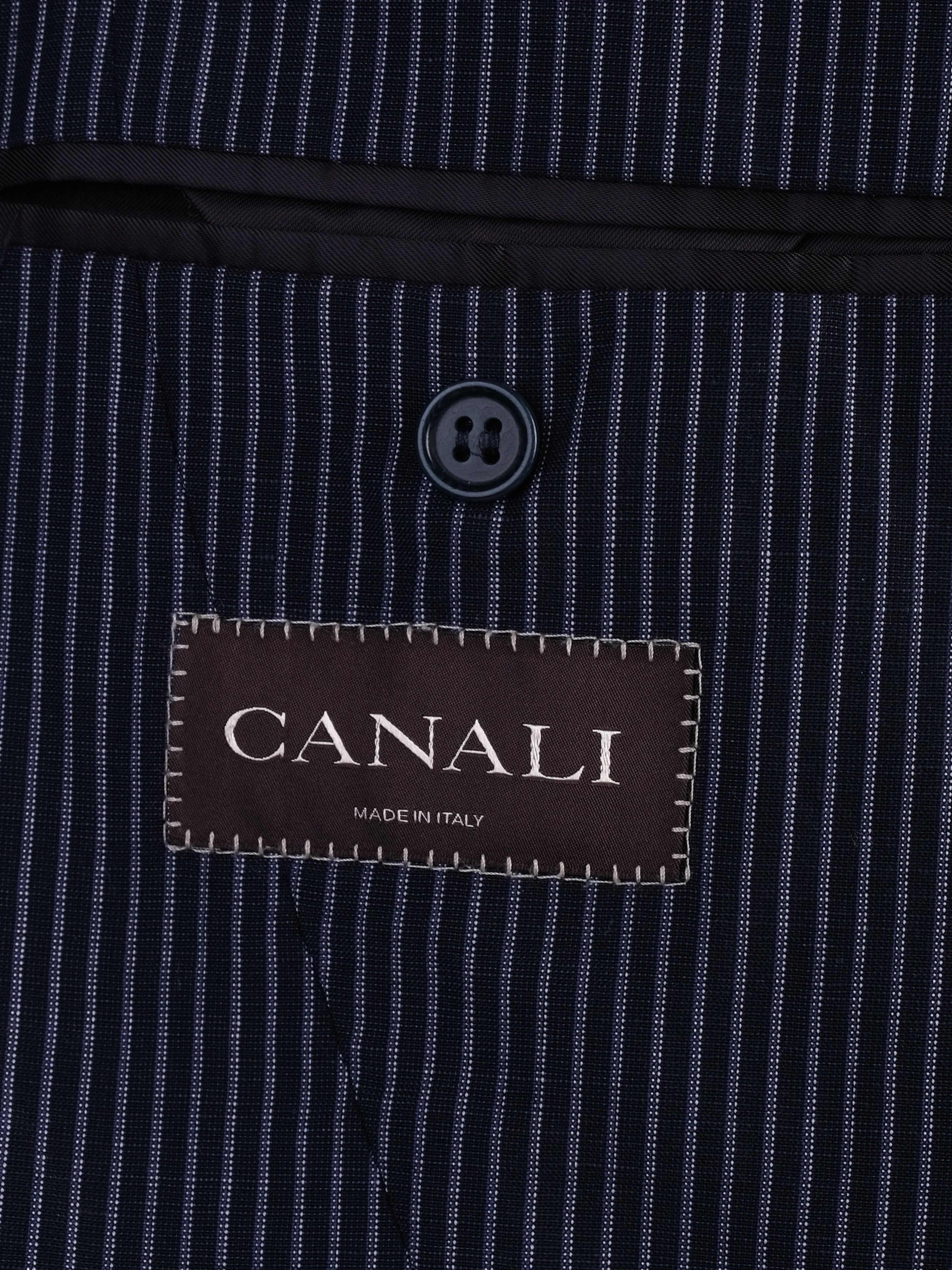 Excellent Canali Blue Wool Blazer XXL Navy Pinstripe Style