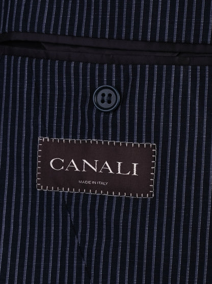 Excellent Canali Blue Wool Blazer XXL Navy Pinstripe Style