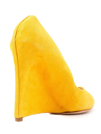 Perfect Neil Barrett Yellow Genuine Suede Wedge-Heeled Shoes Size 38