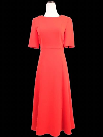 NEW L.K.Bennett Red Midi Dress Polyester Half Sleeves Size N/A