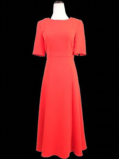 NEW L.K.Bennett Red Midi Dress Polyester Half Sleeves Size N/A