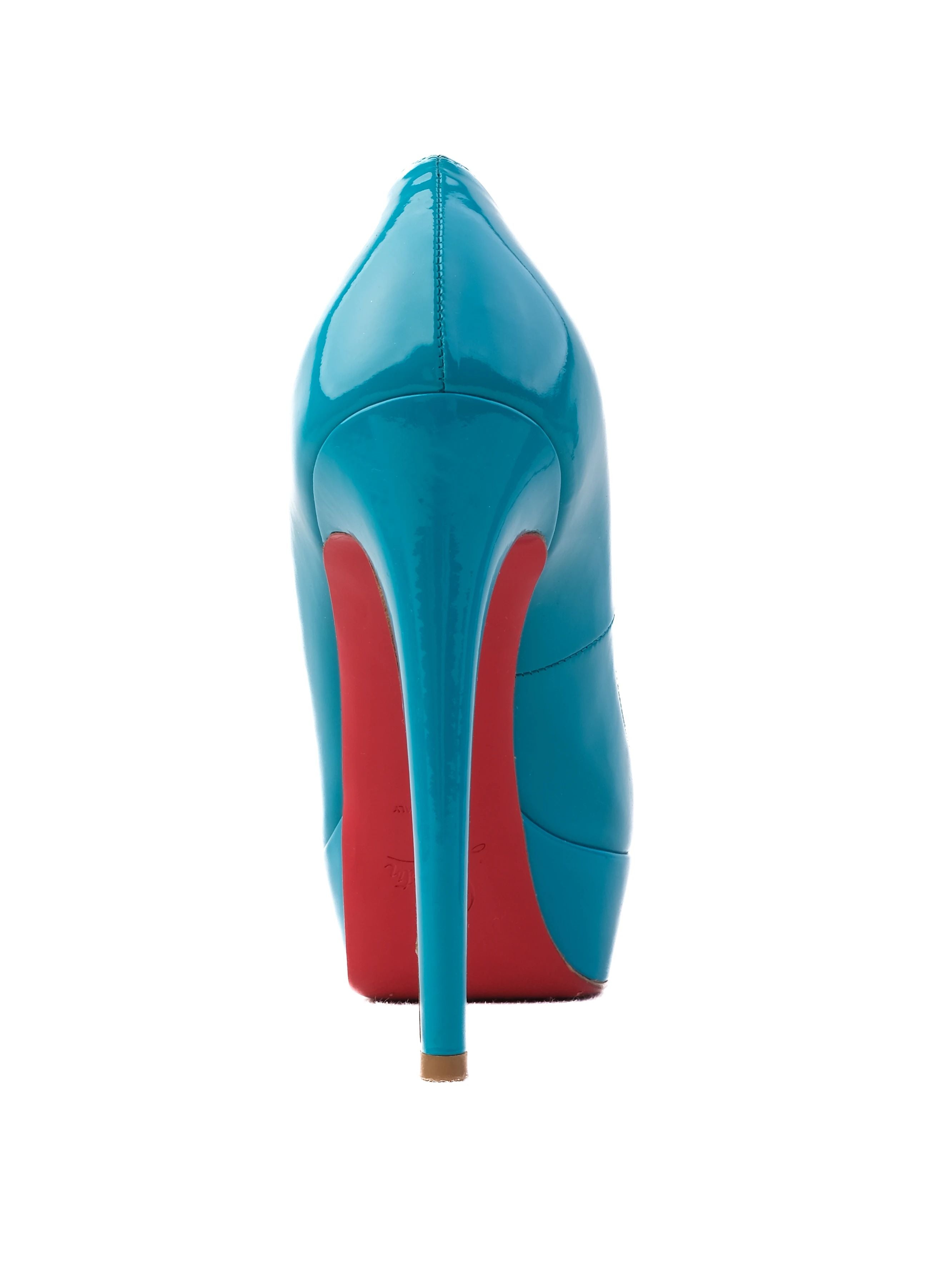 Christian Louboutin Blue Lacquer Platform Stiletto Pumps - Good Condition