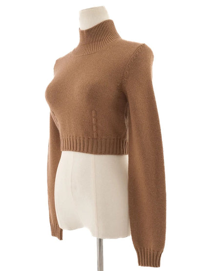 Perfect Fendi Orange Cashmere Cropped Turtleneck Sweater Size XS