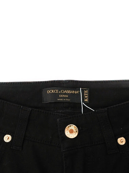 Excellent Dolce Gabbana Black Jeans with Gold Hardware
