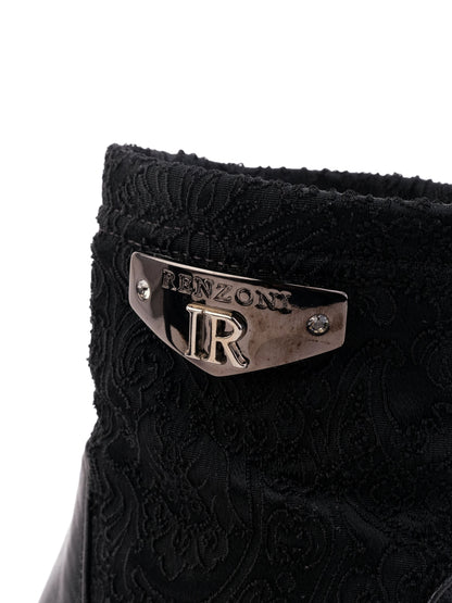 Good Renzoni Black Leather High-Heeled Ankle Boots Size 37