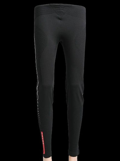NEW Prada Black Stretch Leggings M with Red Detail and Stripe