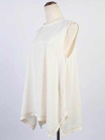Excellent Brunello Cucinelli White Silk Top Size XL Made in Italy