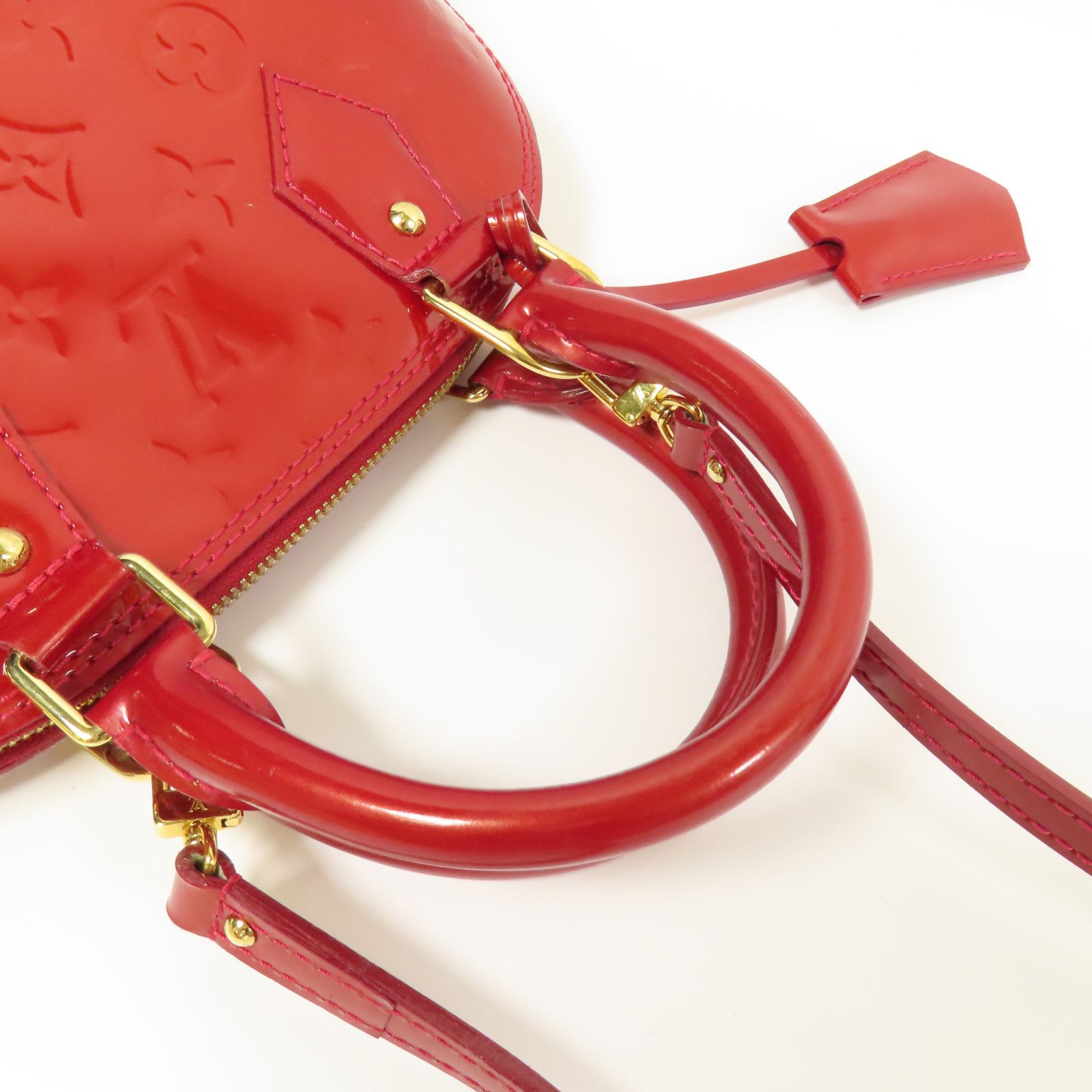 Louis Vuitton Vernis Alma Bb Gold Hand-rolled Shoulder Bag Red Red 2way Shoulder Bag M 91606