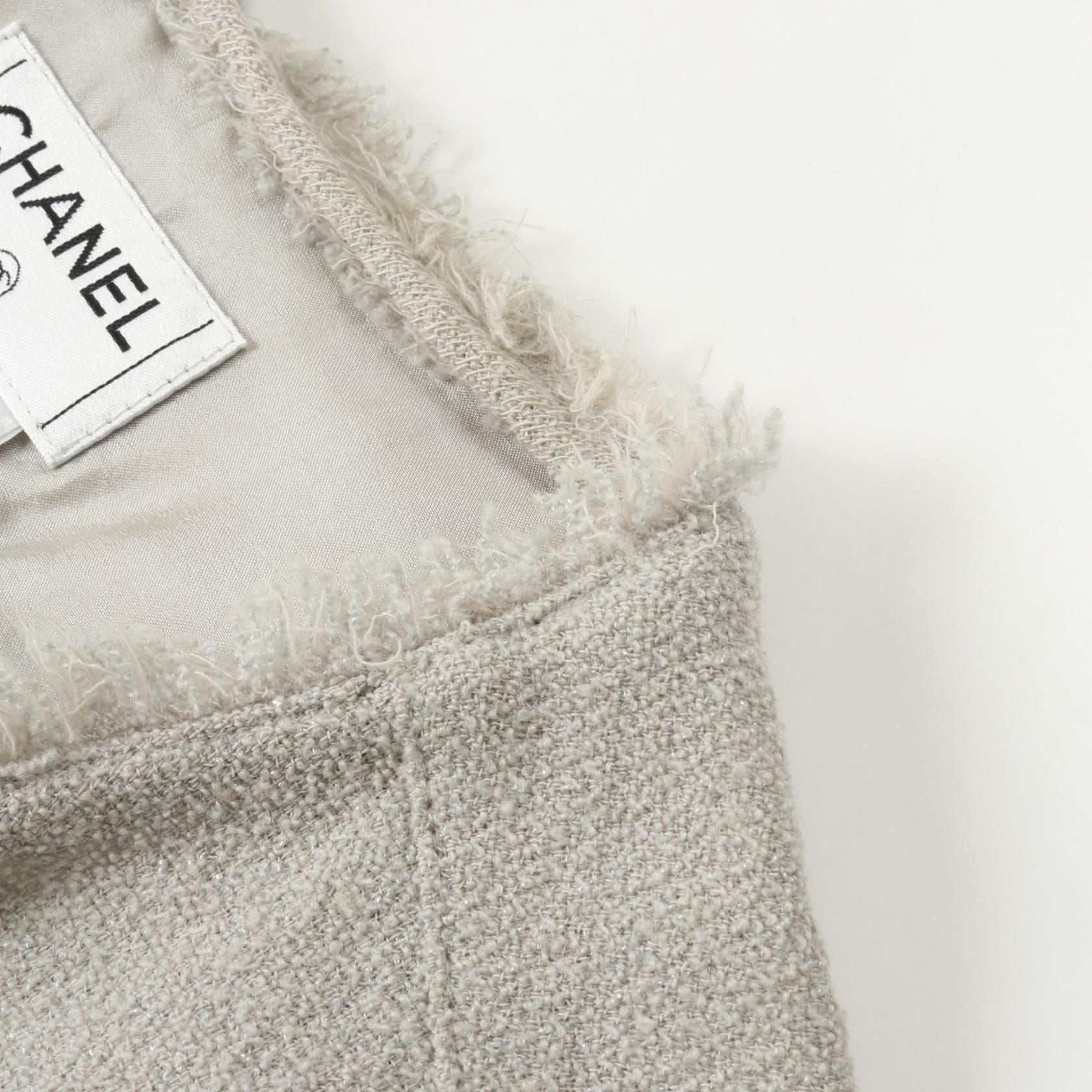 Chanel Gray Coco Button Blouse Wool Nylon P 32246