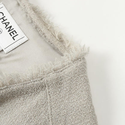 Chanel Gray Coco Button Blouse Wool Nylon P 32246