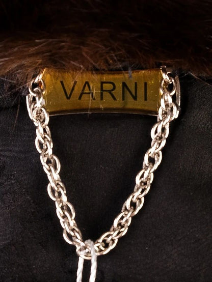 Excellent Varni WomenÕs Orange Fur-Trimmed Coat Size S