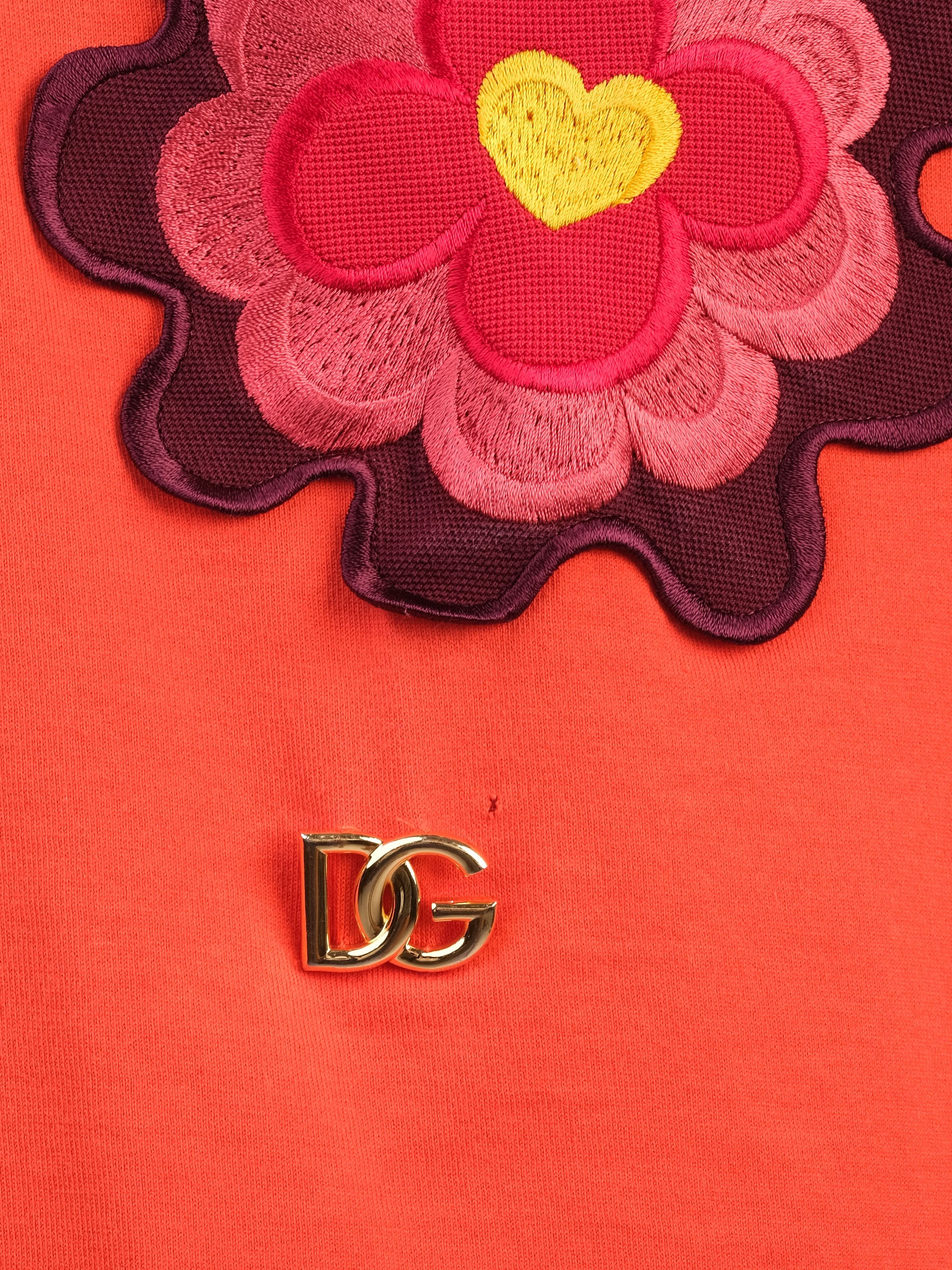 Excellent Dolce Gabbana Orange Floral AppliquŽ T-Shirt Size M