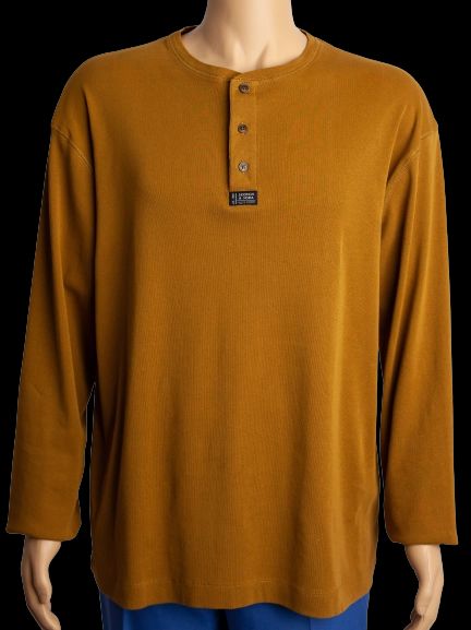 Excellent Scotch&amp;Soda Orange Long Sleeve Henley Shirt Size XXL