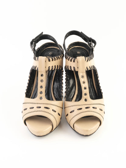 Excellent Gianmarco Lorenzi Orange Leather Wedge-Heeled Shoes Size 36