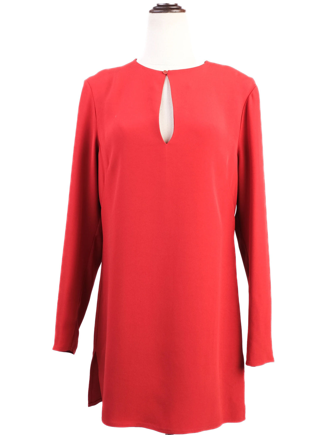 Excellent Ralph Lauren Red Silk Long Sleeve Dress Size L