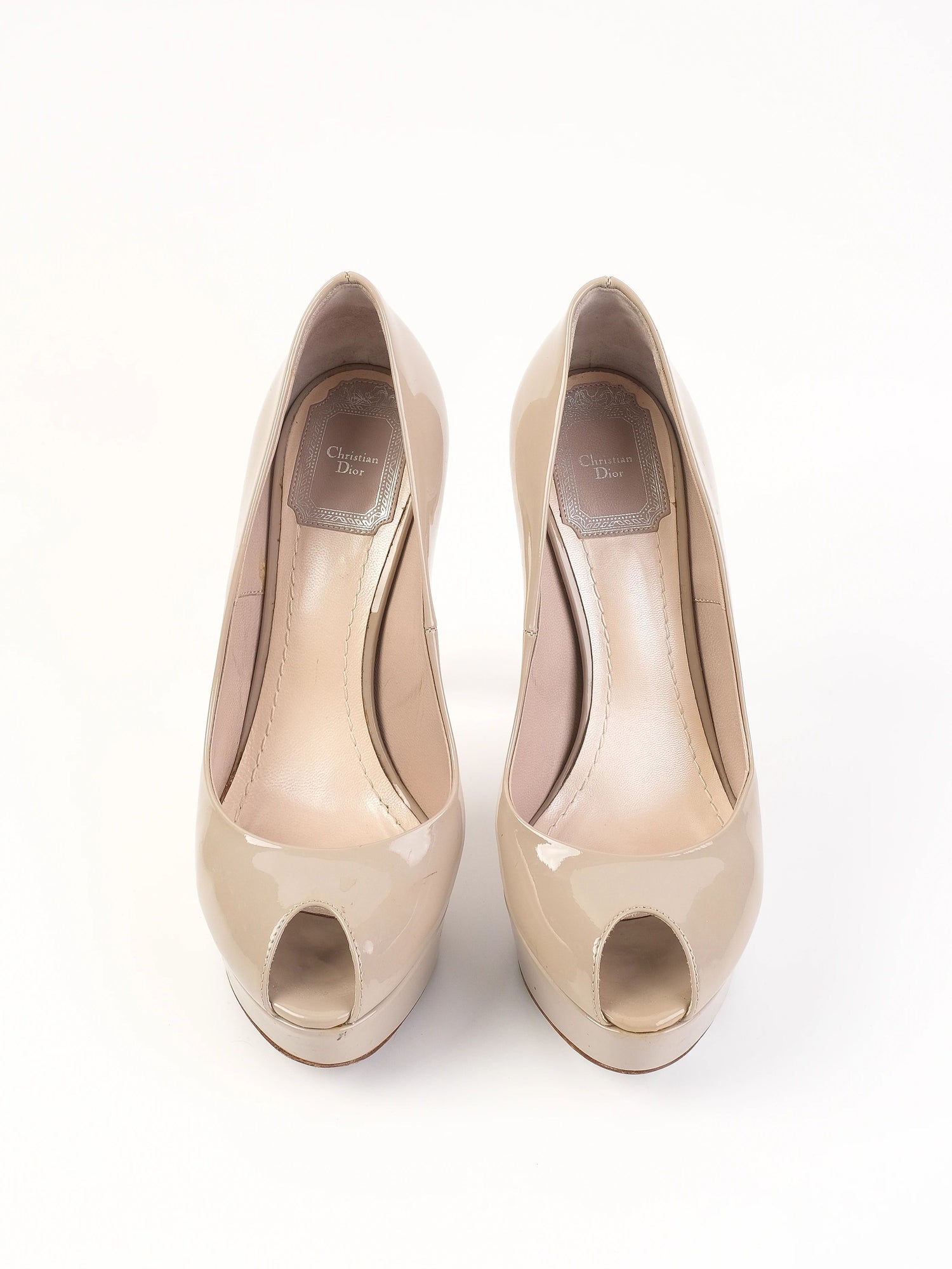 Excellent Dior Gray Leather High-Heeled Platform Shoes Size 36.5