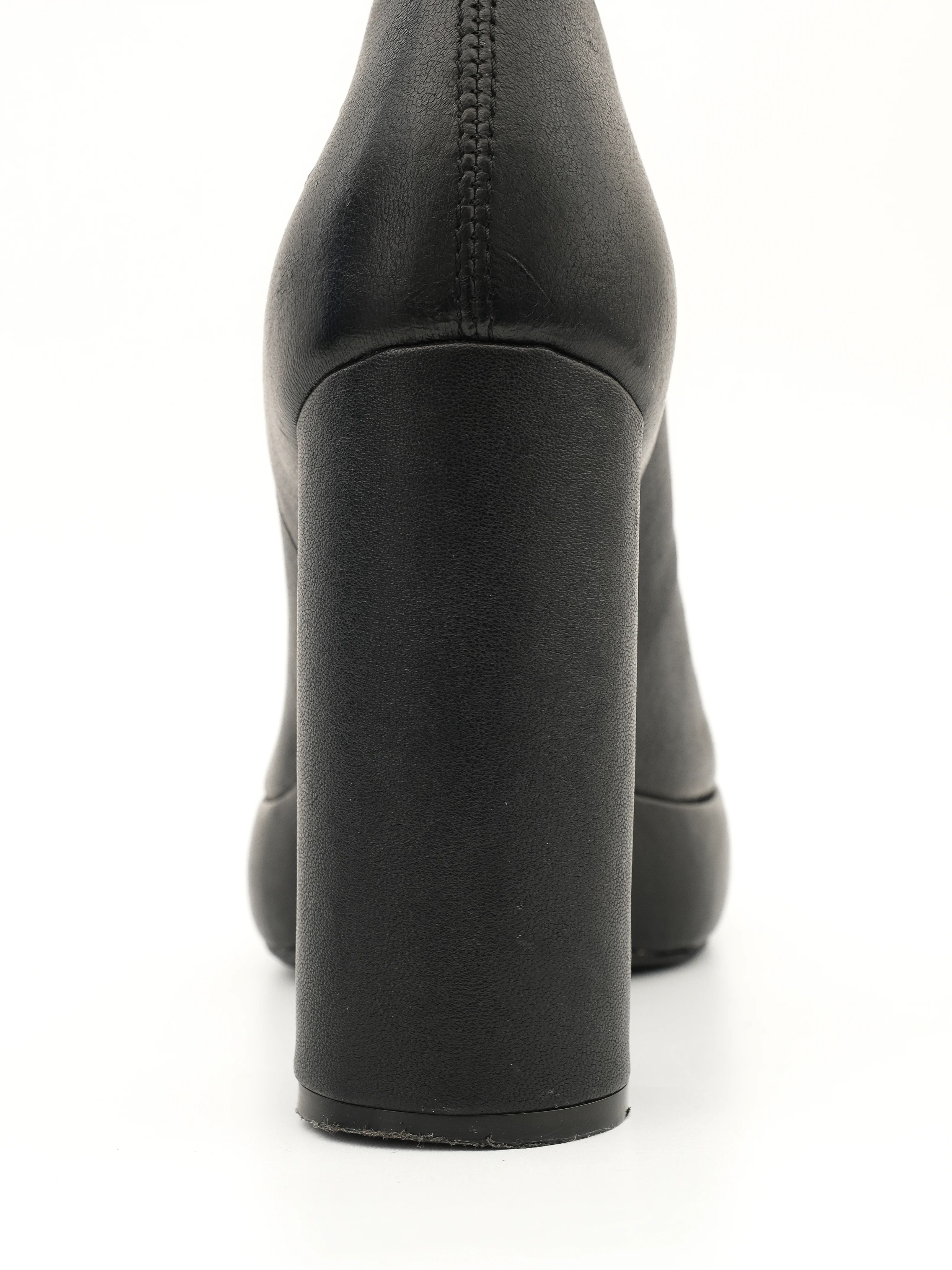 Vic Matie Black Leather High-Heeled Ankle Boots Size 37