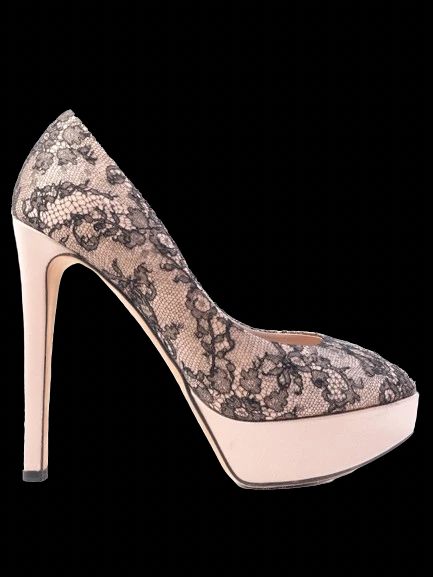 Excellent Dior High-Heeled Platform Shoes Black Lace Size 39 Women