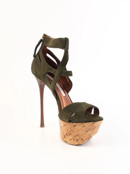 Excellent Gianmarco Lorenzi Gray Leather High-Heeled Platform Shoes Size 38