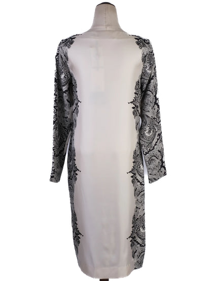 NEW By Malene Birger Beige Silk Dress XXS with Paisley Pattern