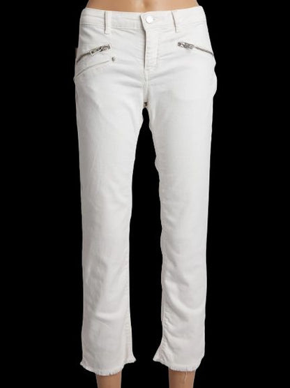 Good Zadig&amp;Voltaire White Denim Cropped Jeans Size S Frayed Hem