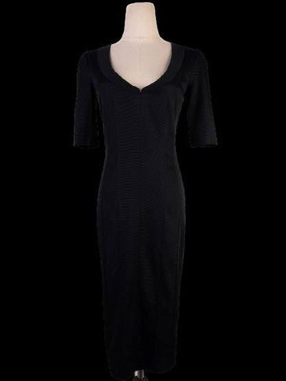 Perfect Emporio Armani Black Nylon Dress Size S V-Neck Short Sleeves