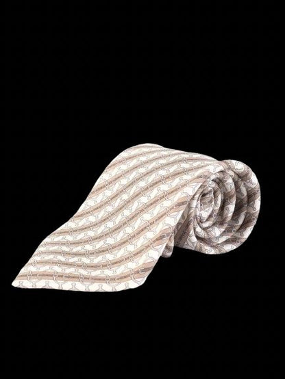 Perfect Hermes Silk Neck Tie Combined Color Patterned Design