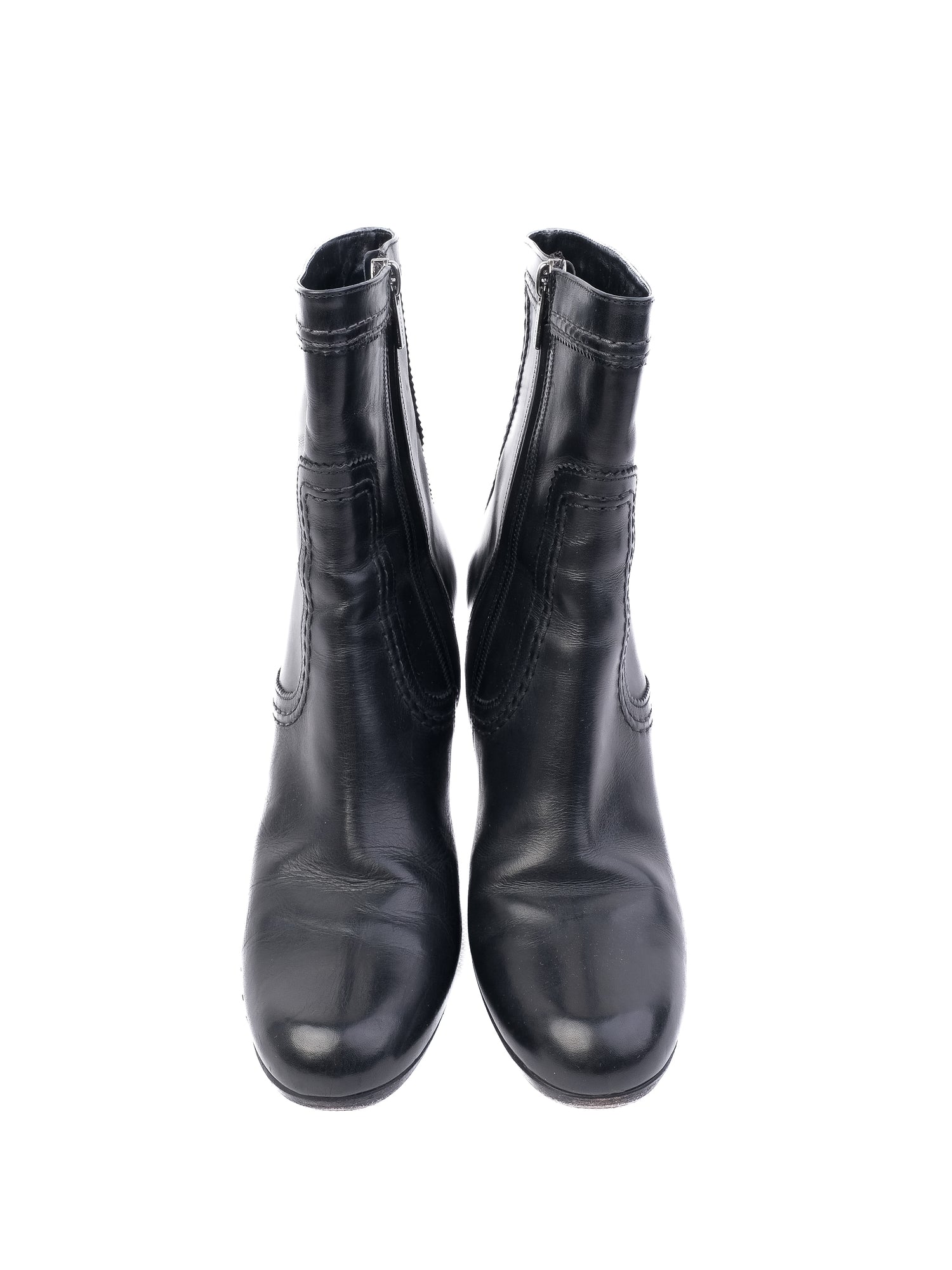 Excellent Jil Sander Black Leather High-Heeled Ankle Boots Size 40