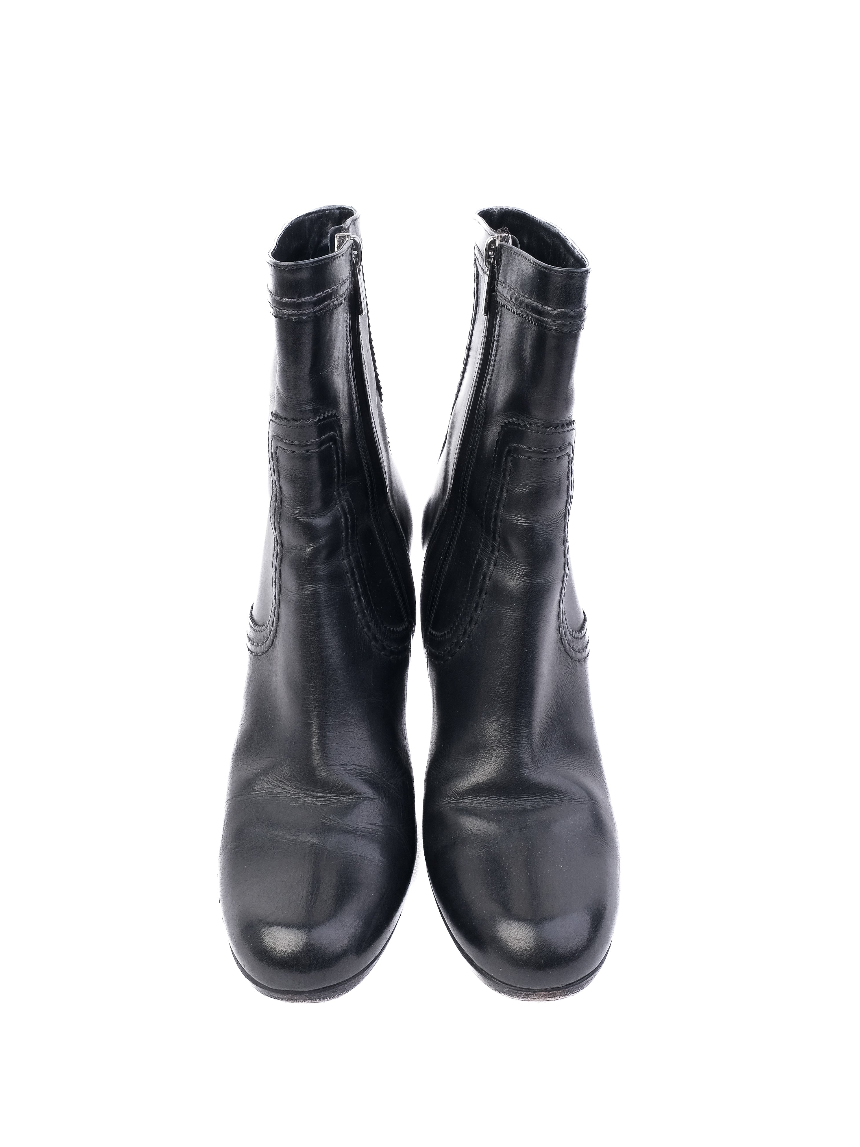 Excellent Jil Sander Black Leather High-Heeled Ankle Boots Size 40