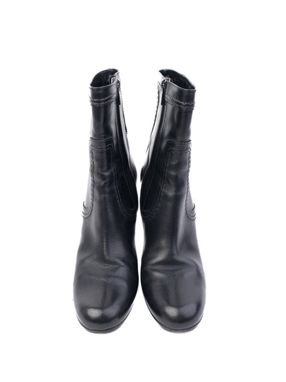 Excellent Jil Sander Black Leather High-Heeled Ankle Boots Size 40
