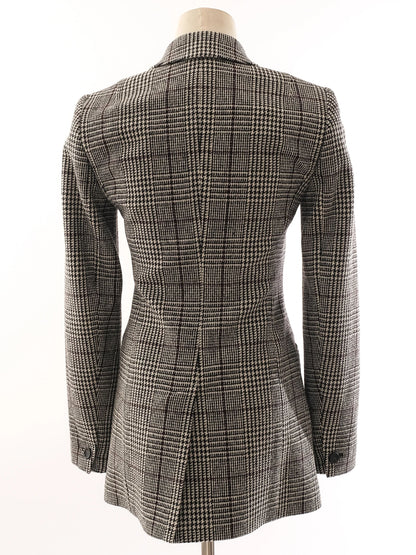 Excellent Reiss Wool Gray Plaid Blazer Double-Breasted Size XXS